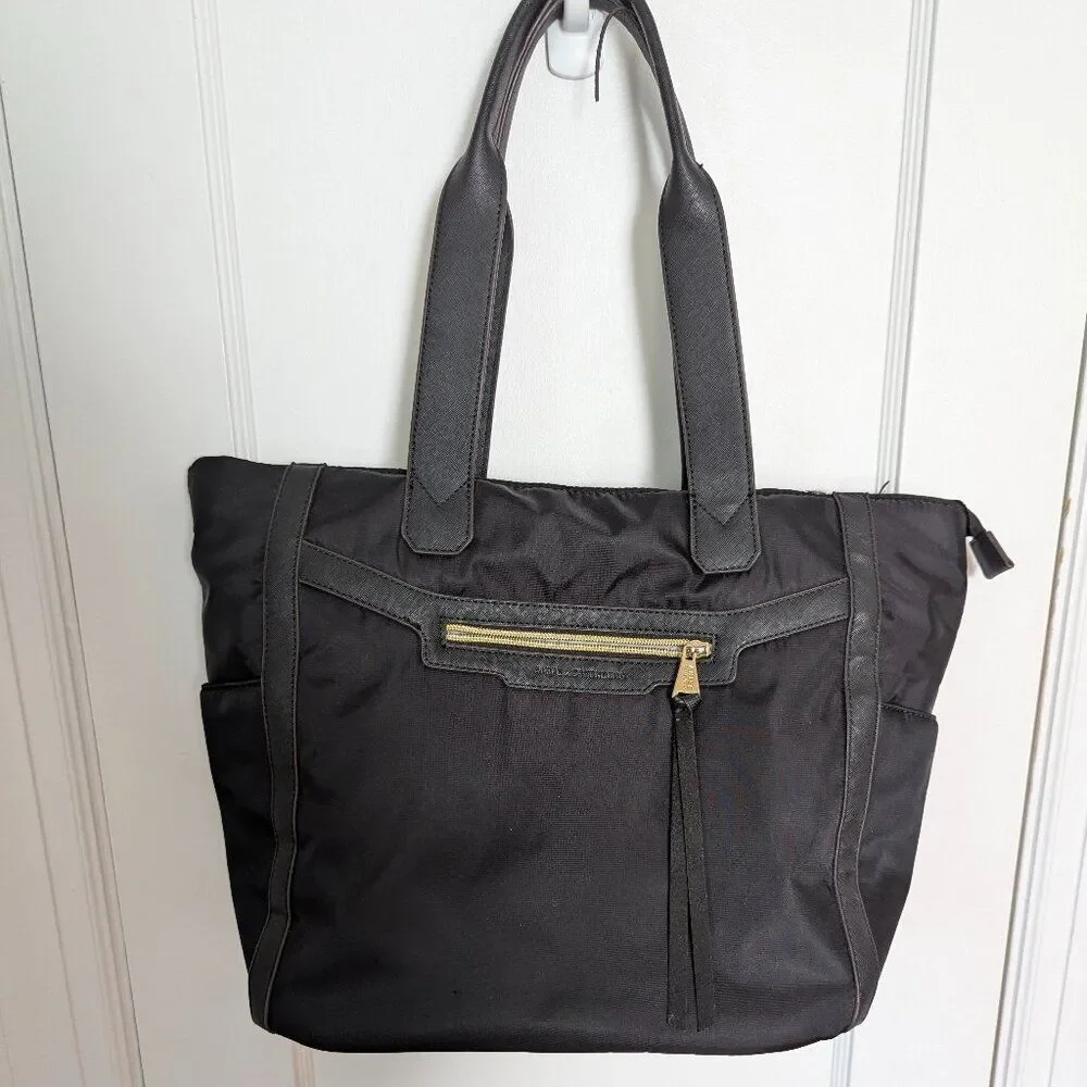 Aimee Kestenberg | Black Nylon Travel Tote Bag with Gold Hardware